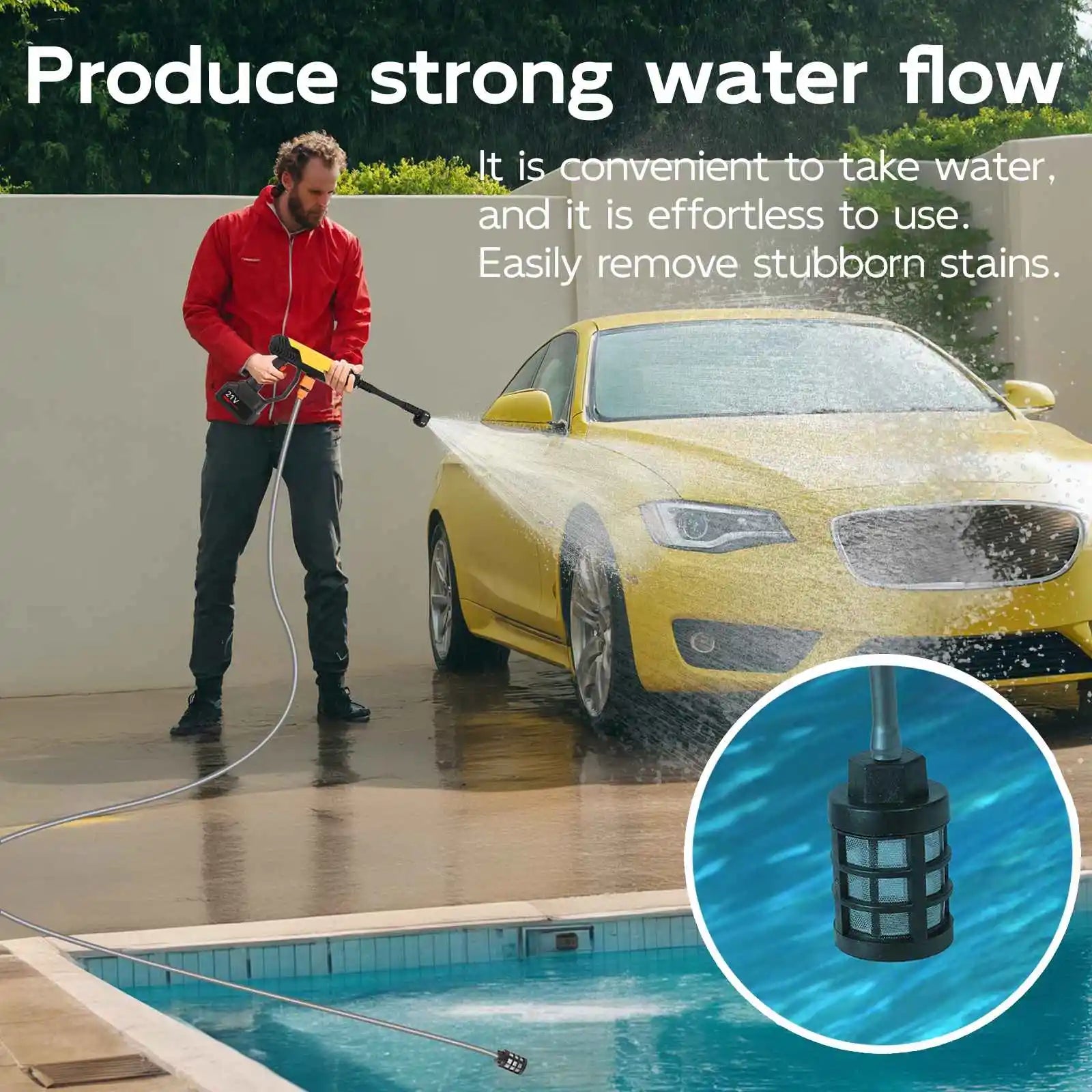 70Bar Cordless Electric High Pressure Wash 6 IN 1 Car Wash Water Gun clean Garden Irrigation Tool With 2PCS 21V Battery